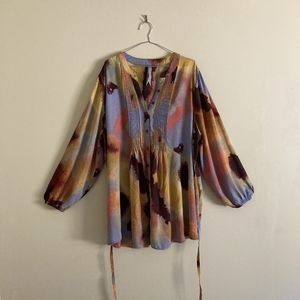Watercolor Blouse Chiffon Tunic